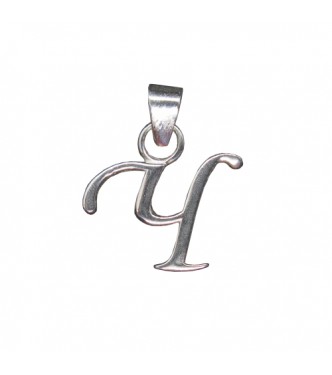 PE001447 Sterling Silver Pendant Charm Letter Ч Cyrillic Solid Genuine Hallmarked 925